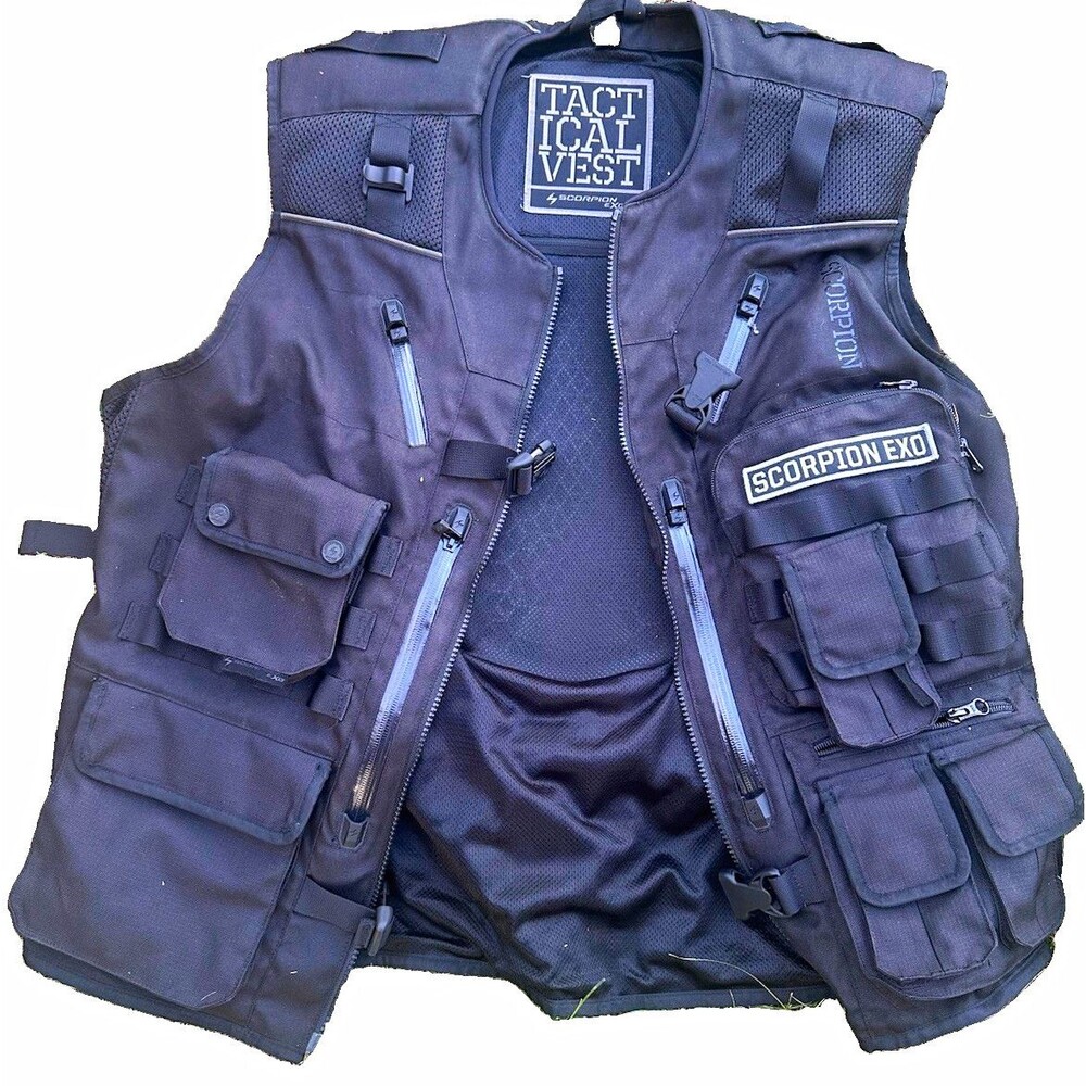 Scorpion EXO Tactical Motorcycle Vest LG/XL Black MOLLE Hydration w/Back Pad